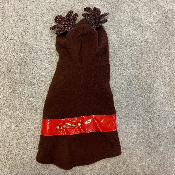𝅺SMALL breed dog brown reindeer Christmas costume Sz S/M - Picture 1 of 6